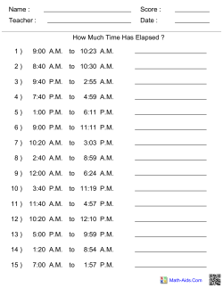 How Much Time Has Elapsed ? 1) 9:00 AM to 10:23 AM 2) 8