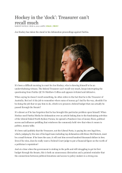 Hockey in the `dock`: Treasurer can`t recall much