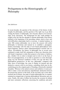 Prolegomena to the Historiography of Philosophy