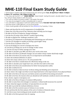 MHE-110 Final Exam Study Guide