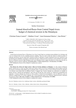 Annual dissolved fluxes from Central Nepal
