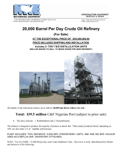 20000 Barrel Per Day Crude Oil Refinery