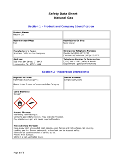 Natural Gas Safety Data Sheet