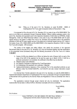 To Sir, Sub: Filling up of the post of Sr. Dy. Secretary on scale Rs