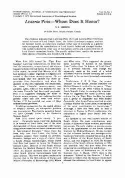 Listeria Pirie-Whom Does It Honor?