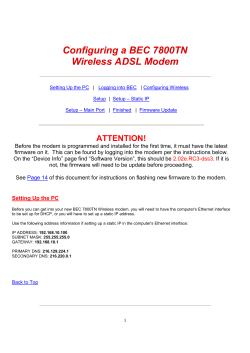 Configuring a BEC 7800TN Wireless ADSL Modem