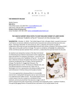 FOR IMMEDIATE RELEASE THE CARLYLE DUPONT CIRCLE