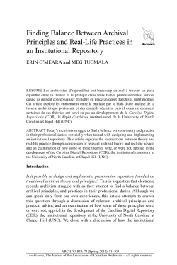 Finding Balance Between Archival Principles and Real