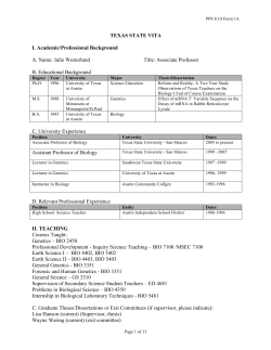 TEXAS STATE VITA I. Academic/Professional Background