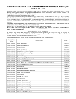 notice of divided publication of the property tax default (delinquent) list