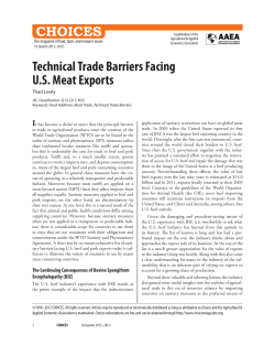 Technical Trade Barriers Facing US Meat Exports