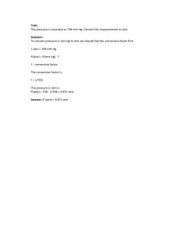 The pressure is recorded as 738 mm Hg. Convert this measurement