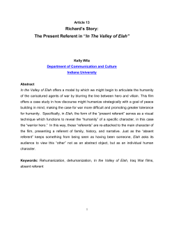 Richard`s Story:The Present Referent in`In The Valley of Elah`