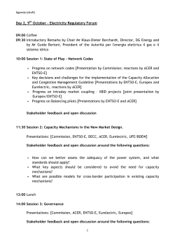 1 Day 2, 9th October &ndash; Electricity Regulatory Forum 09:00 Coffee 09