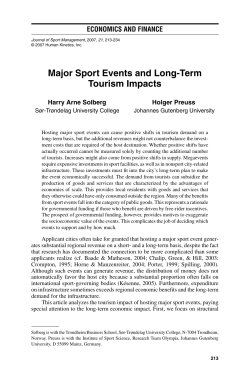 Major Sport Events and Long-Term Tourism Impacts