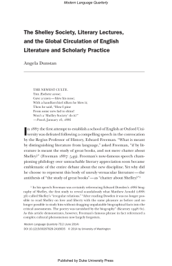 The Shelley Society, Literary Lectures, and the Global