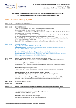 The Role of Geneva in International Humanitarian Action