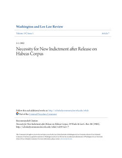 Necessity for New Indictment after Release on Habeas Corpus