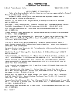 LEGAL PROBATE NOTICE THE STATE OF NEW HAMPSHIRE