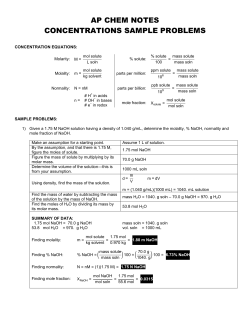 AP CHEM NOTES CONCENTRATIONS SAMPLE PROBLEMS