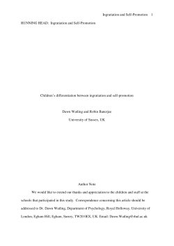 Ingratiation and Self-Promotion 1 RUNNING HEAD: Ingratiation and