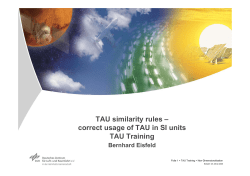 TAU similarity rules – correct usage of TAU in SI units TAU Training