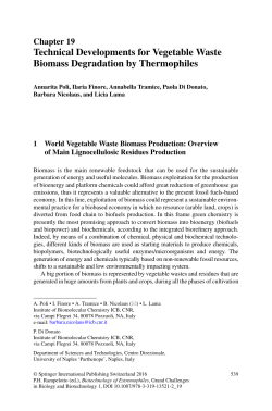 Technical Developments for Vegetable Waste Biomass