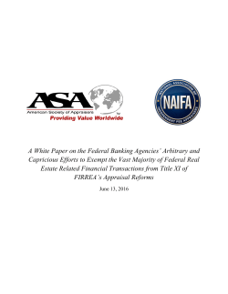 A White Paper on the Federal Banking Agencies` Arbitrary and