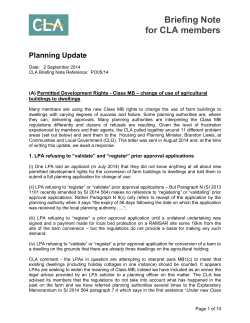 Briefing Note for CLA members