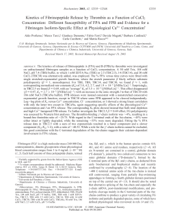 Kinetics of Fibrinopeptide Release by Thrombin as a Function of