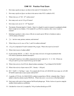 CHM 151 Practice Final Exam