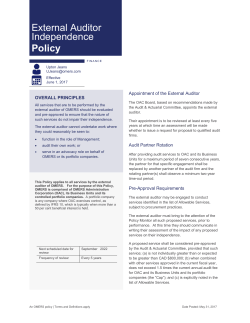 External Auditor Independence Policy