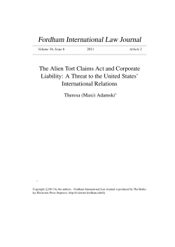 The Alien Tort Claims Act and Corporate Liability: A