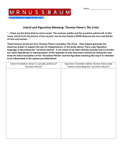 Literal and Figurative Meaning: Thomas Paine`s