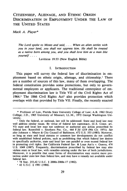 Citizenship, Aliengage, and Ethnic Origin Discrimination