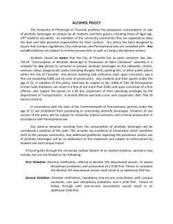 alcohol policy - Pitt Titusville