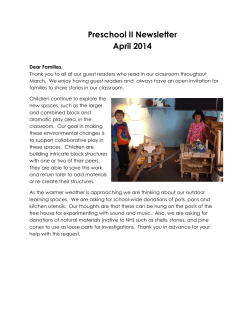 Preschool II Newsletter April 2014
