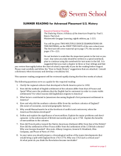 SUMMER READING for Advanced Placement U.S. History