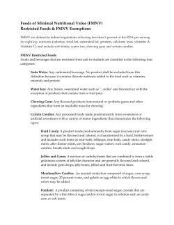 Foods of Minimal Nutritional Value (FMNV)
