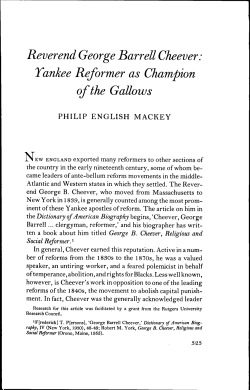 Reverend George Barrell Cheever. Yankee Reformer as Champion