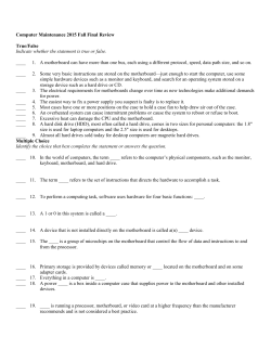 Computer Maintenance 2015 Fall Final Review True