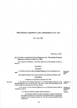 The National Highways Laws (Amendment) Act, 1997