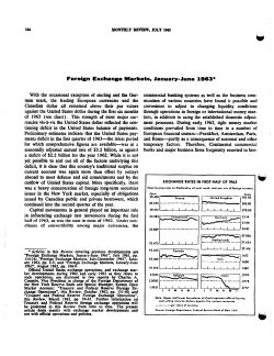 Foreign Exchange Markets, January-June 1963