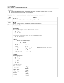 log 16 log 2x = log rewrite log b x b b x M b M