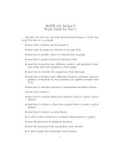 MATH 112, Section 9 Study Guide for Test 1