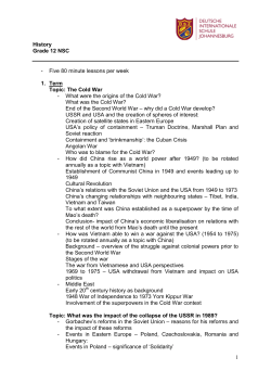 1 History Grade 12 NSC - Five 80 minute lessons per week 1. Term
