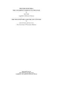 The Wisconsin Idea: The University`s Service to the State