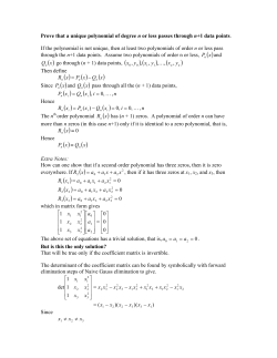 Prove that a unique polynomial of degree n or less passes through n