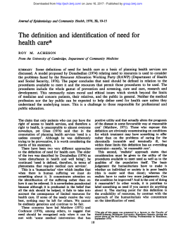 The definition and identification of need for health care