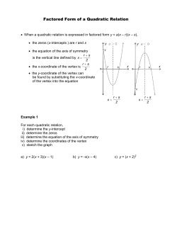Factored Form of a Quadratic Relation